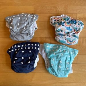 Lot of 4 Thirsties One Size All in One Cloth Diapers